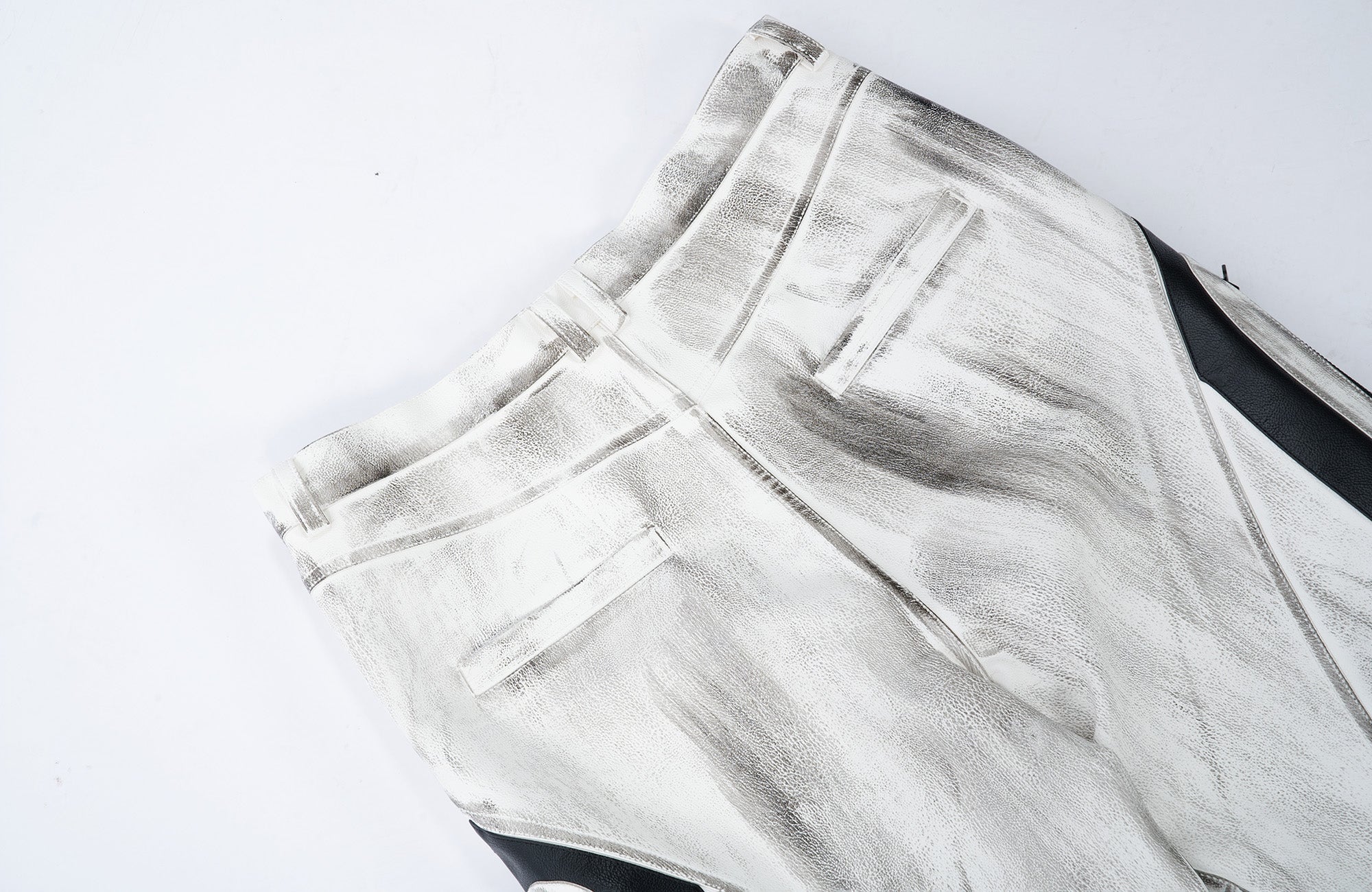 MOGONGSHE Distressed Techwear PU Moto Pants