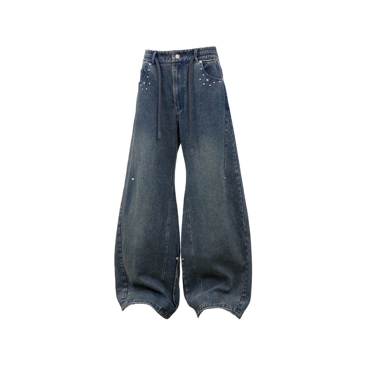 RELABEL Washed Studded Panel Oversized Jeans Blue