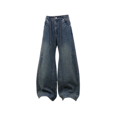 RELABEL Washed Studded Panel Oversized Jeans Blue