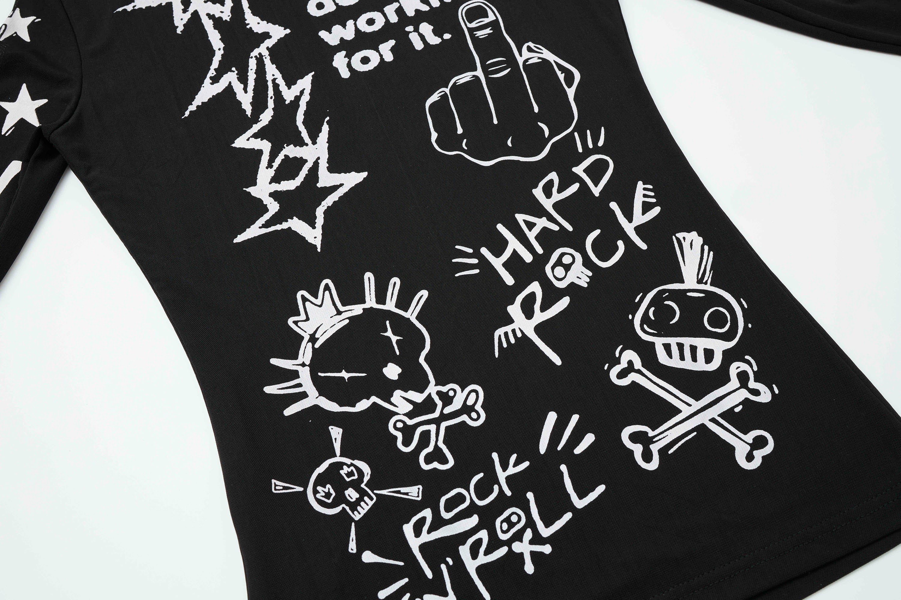 CLP Full-Print Graffiti Mesh Long-Sleeve Tee