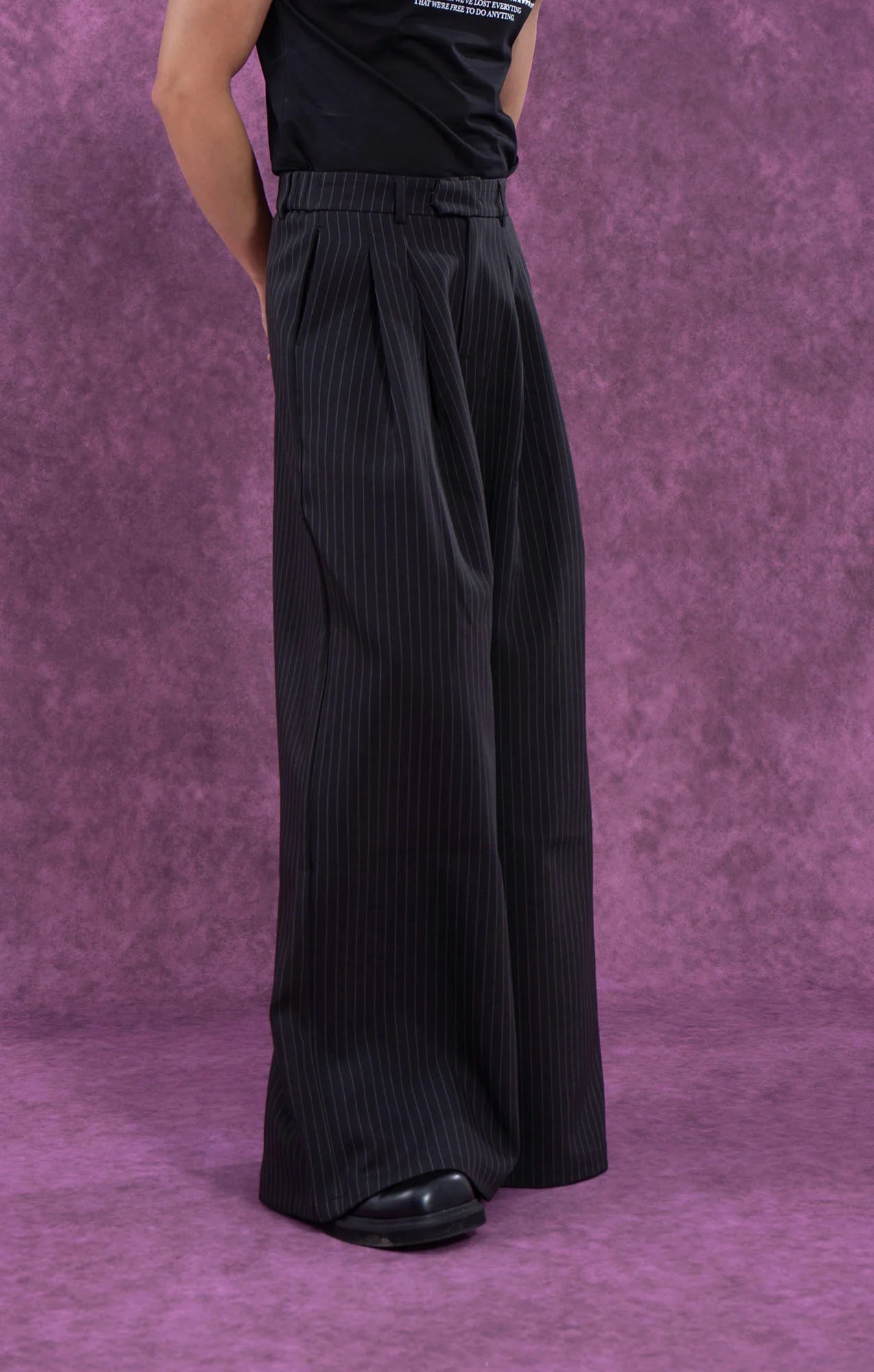 CLP Striped Pleated Wide-Leg Trousers