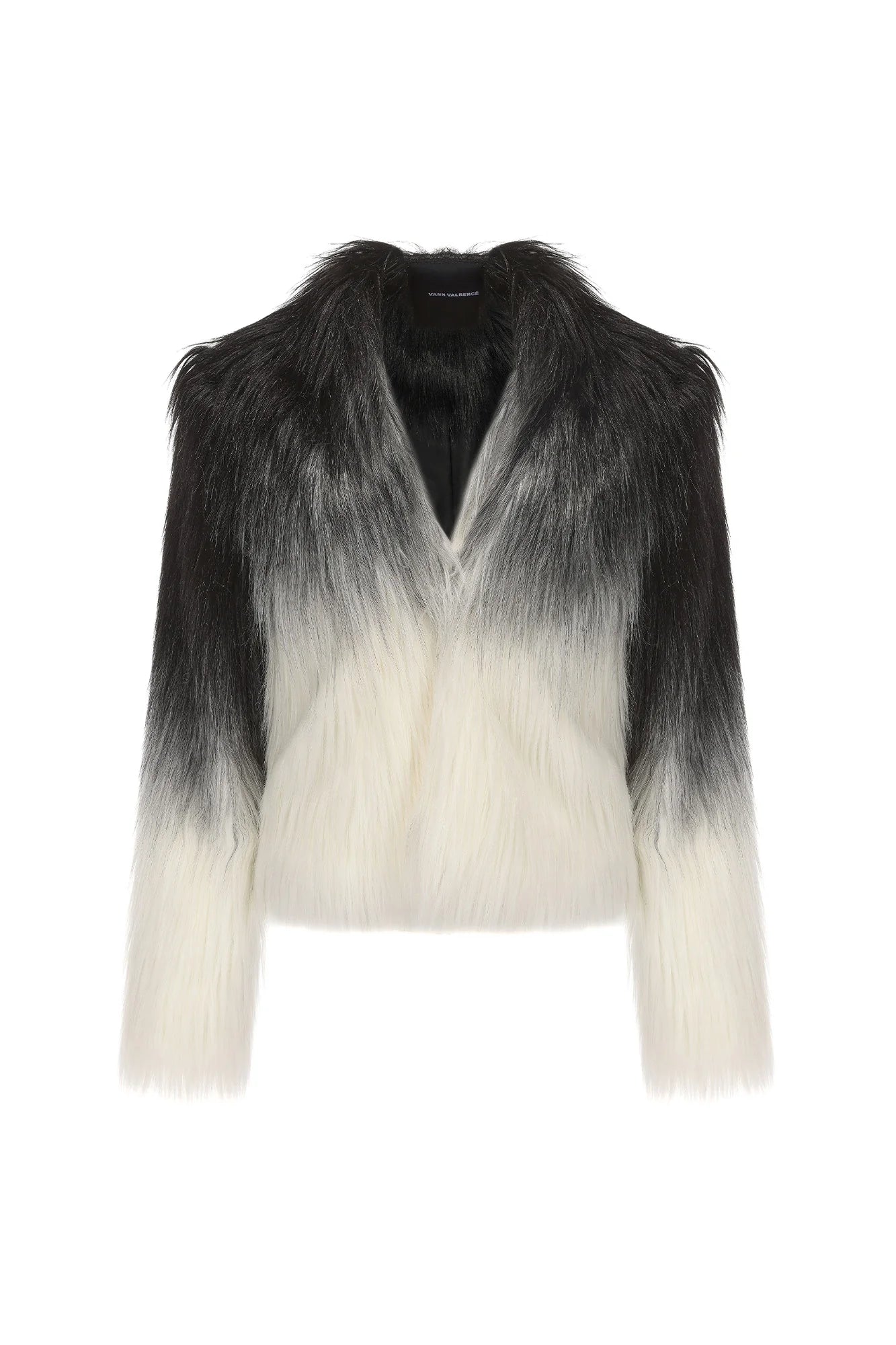 VANN VALRENCE Ombre V-Neck Faux Fur Jacket