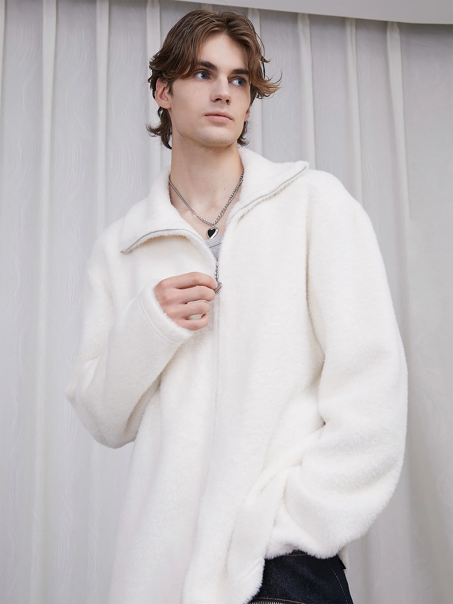 ASSEEN Asym-Zip Mohair Cardigan