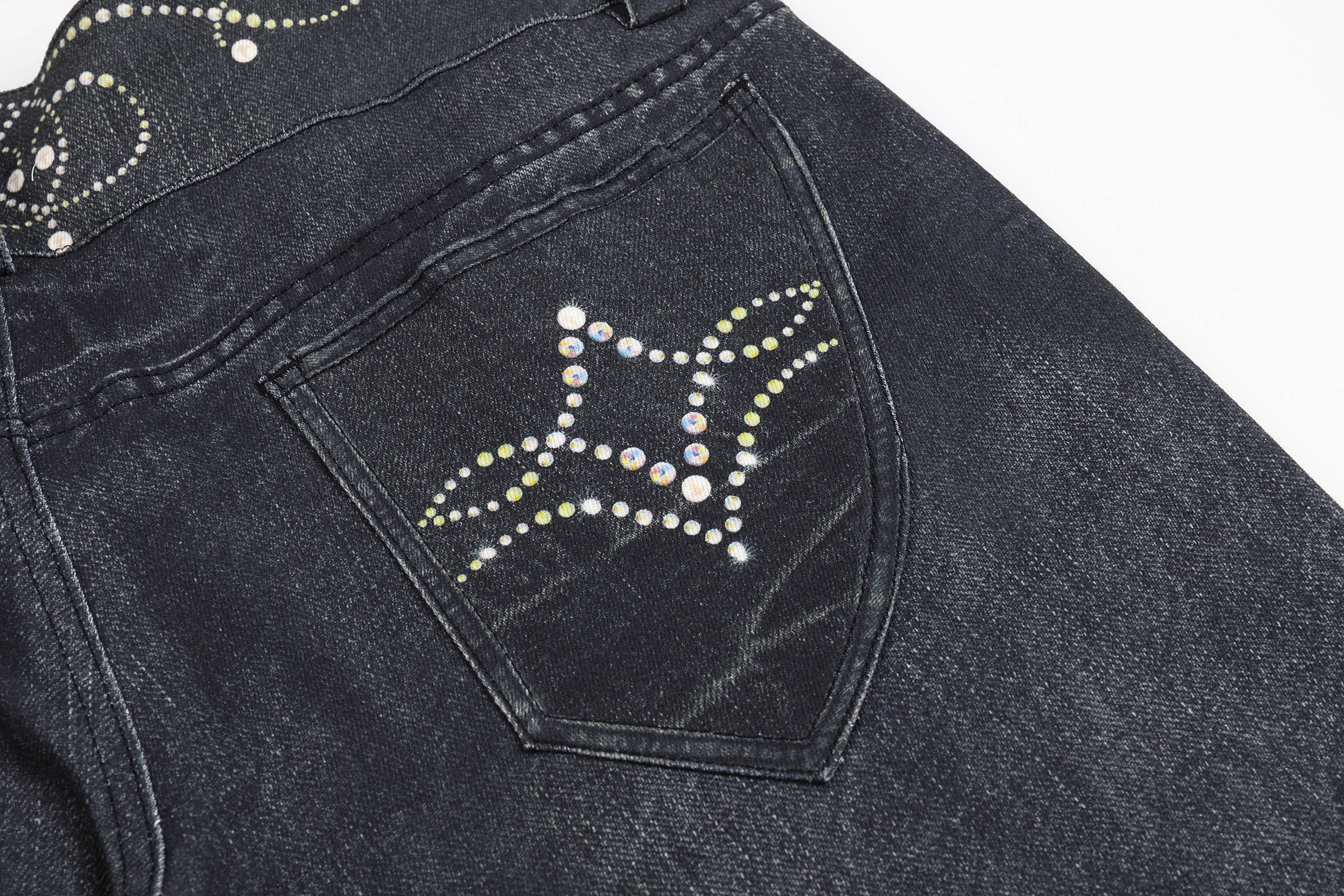 DND4DES×Faychui Retro Gemstone Graphics Flared Jeans