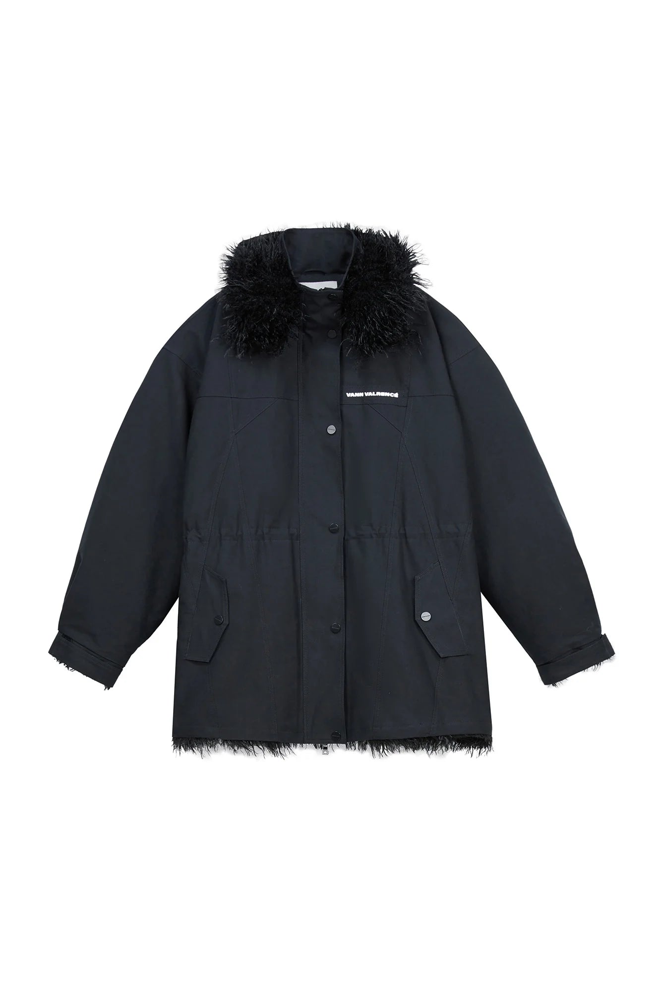 VANN VALRENCE Detachable Hood Faux-Fur Collar Parka