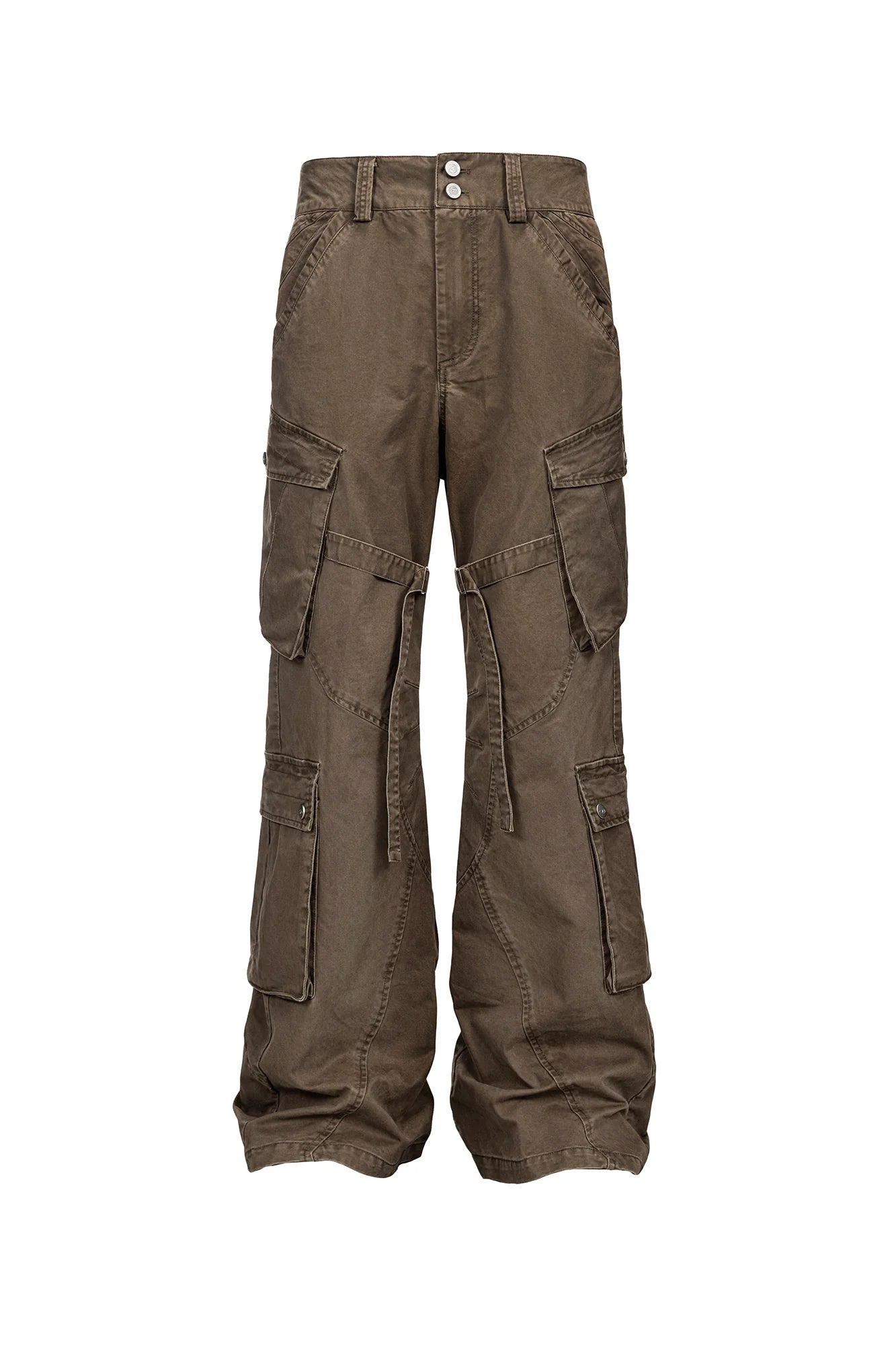 CATSSTAC Multi-Pocket Paneled Strap Cargo Pants