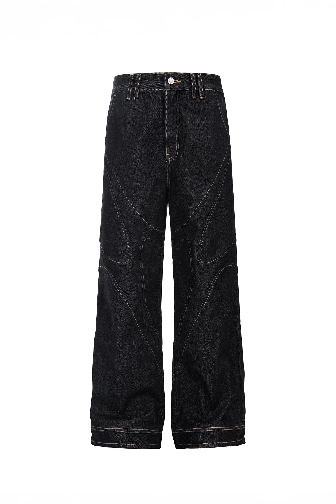 CATSSTAC Contrast Stitch Paneled Raw Jeans