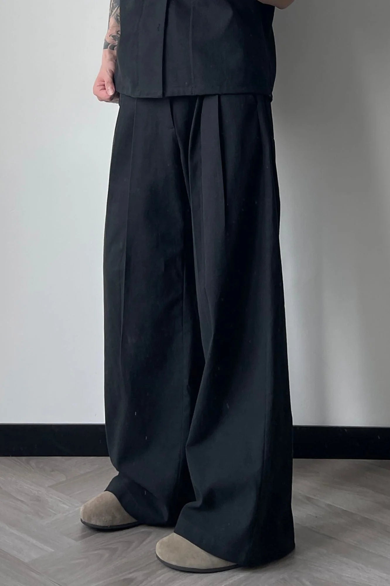 OKAYTHXBYE Pleated Linen-Blend Wide-Leg Trousers