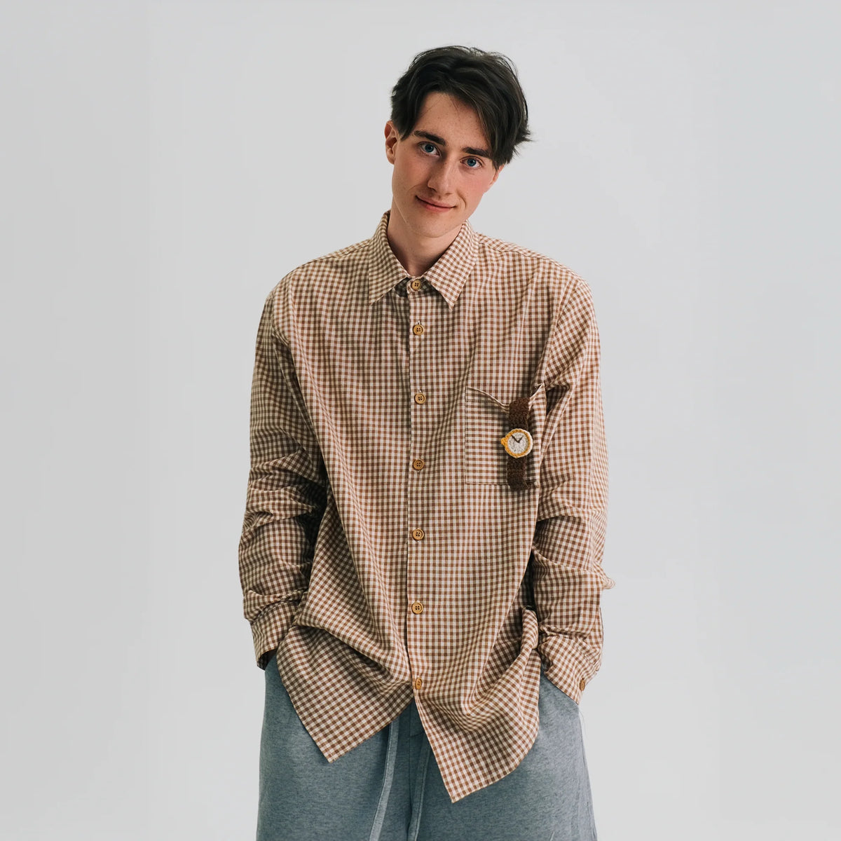 WIID Neck Tie Gingham Shirt