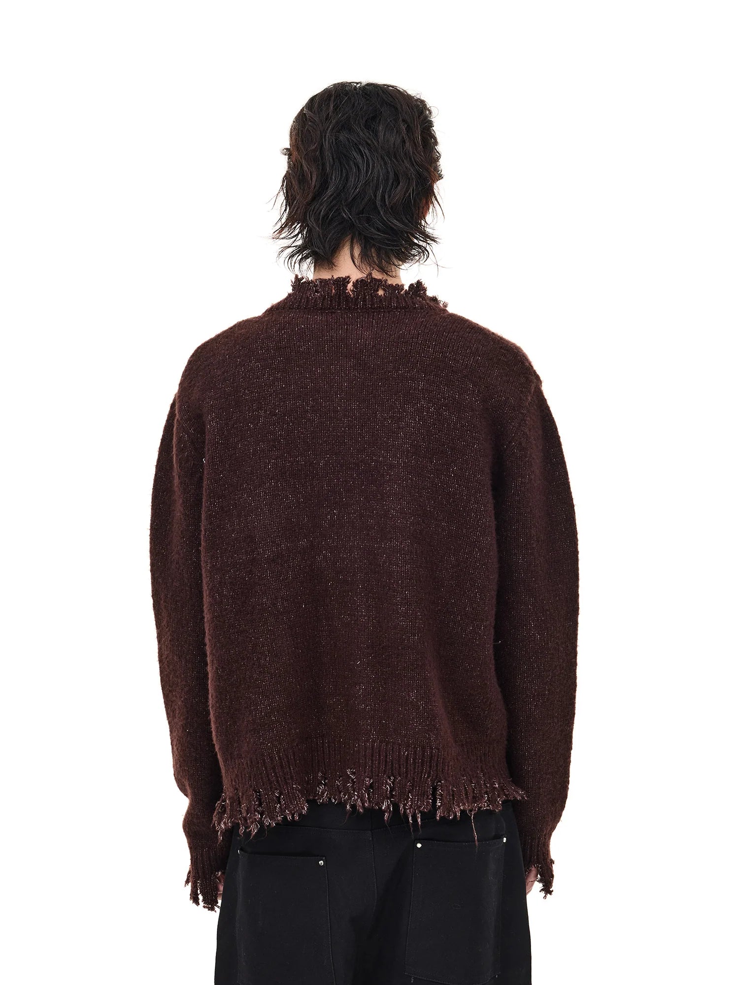 WHISTLEHUNTER Distressed Frayed-Edge Badge Cardigan
