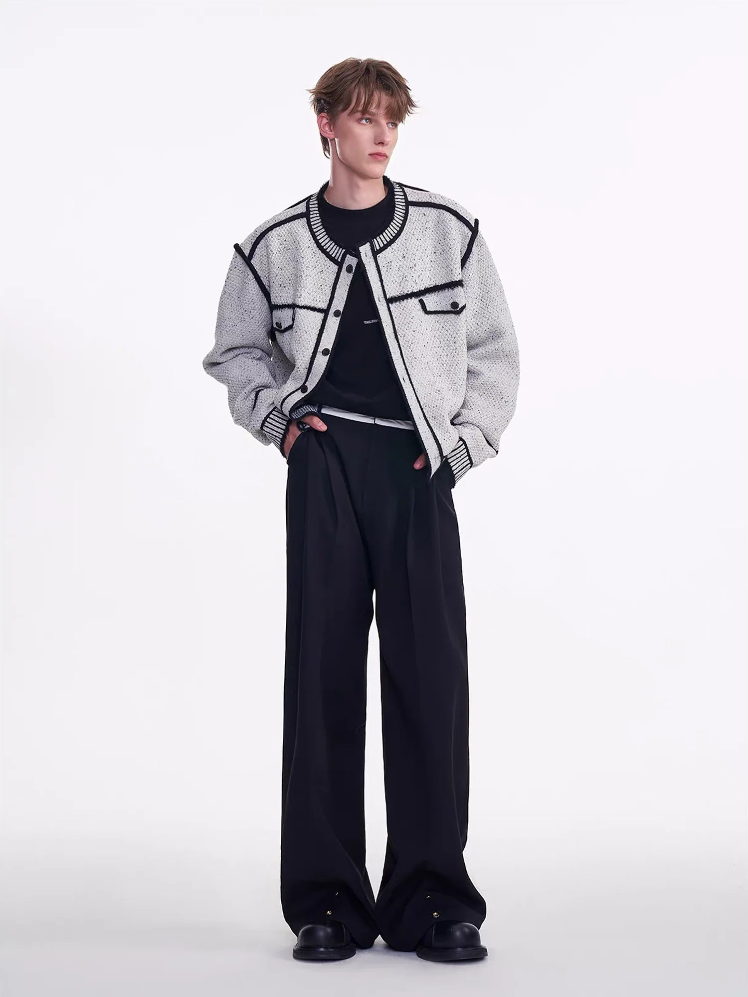 TIWILLTANG Contrast Stitch Knit Jacket