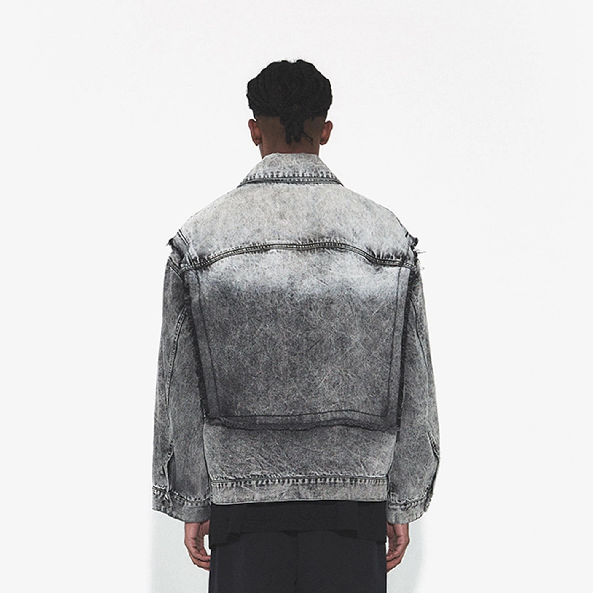 VANN VALRENCE Structural Panel Acid-Washed Oversized Denim Jacket