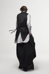 ILNya Nieternite Nifutur Asymmetrical Shawl Collar Belted Crinkled Vest