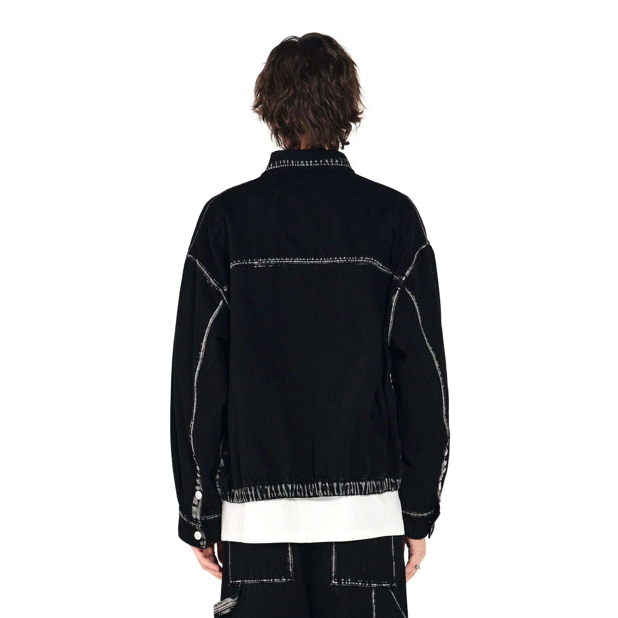OVERLAPS Contrast Brushstroke Trim Denim Shirt
