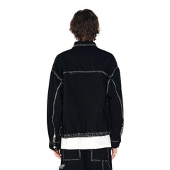 OVERLAPS Contrast Brushstroke Trim Denim Shirt