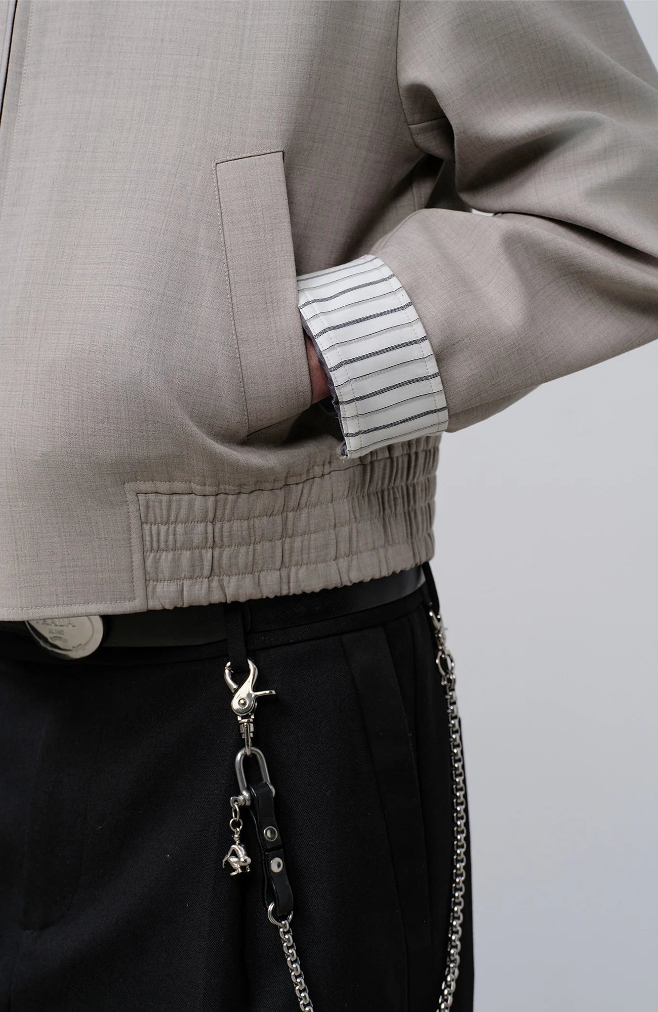 FACEONLAB Cropped Harrington Zip Jacket Gray