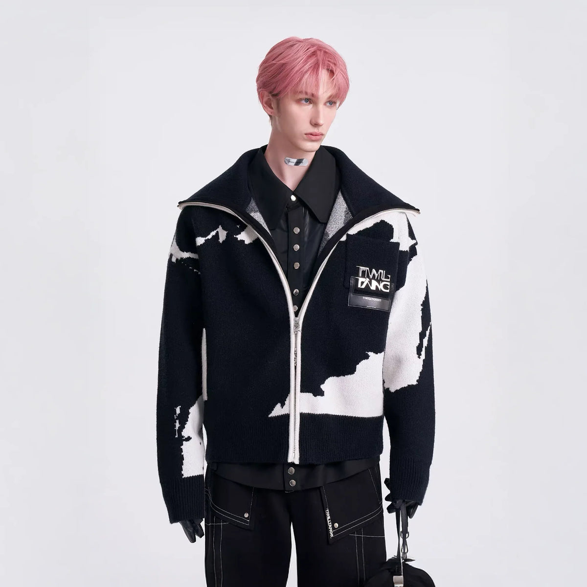 TIWILLTANG Jacquard LOGO Patch Knit Jacket