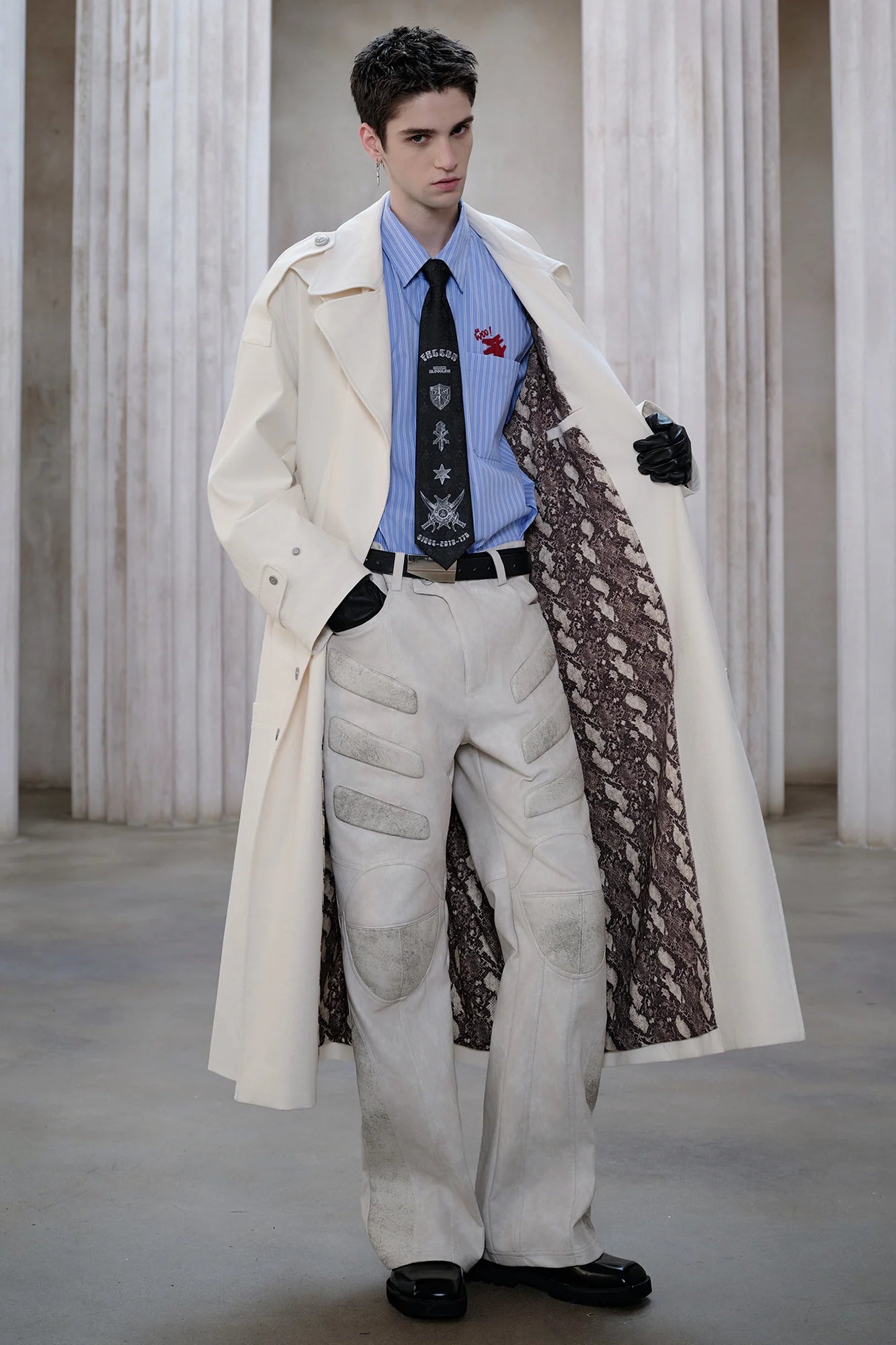 FACEONLAB Essential Military Trench Coat White