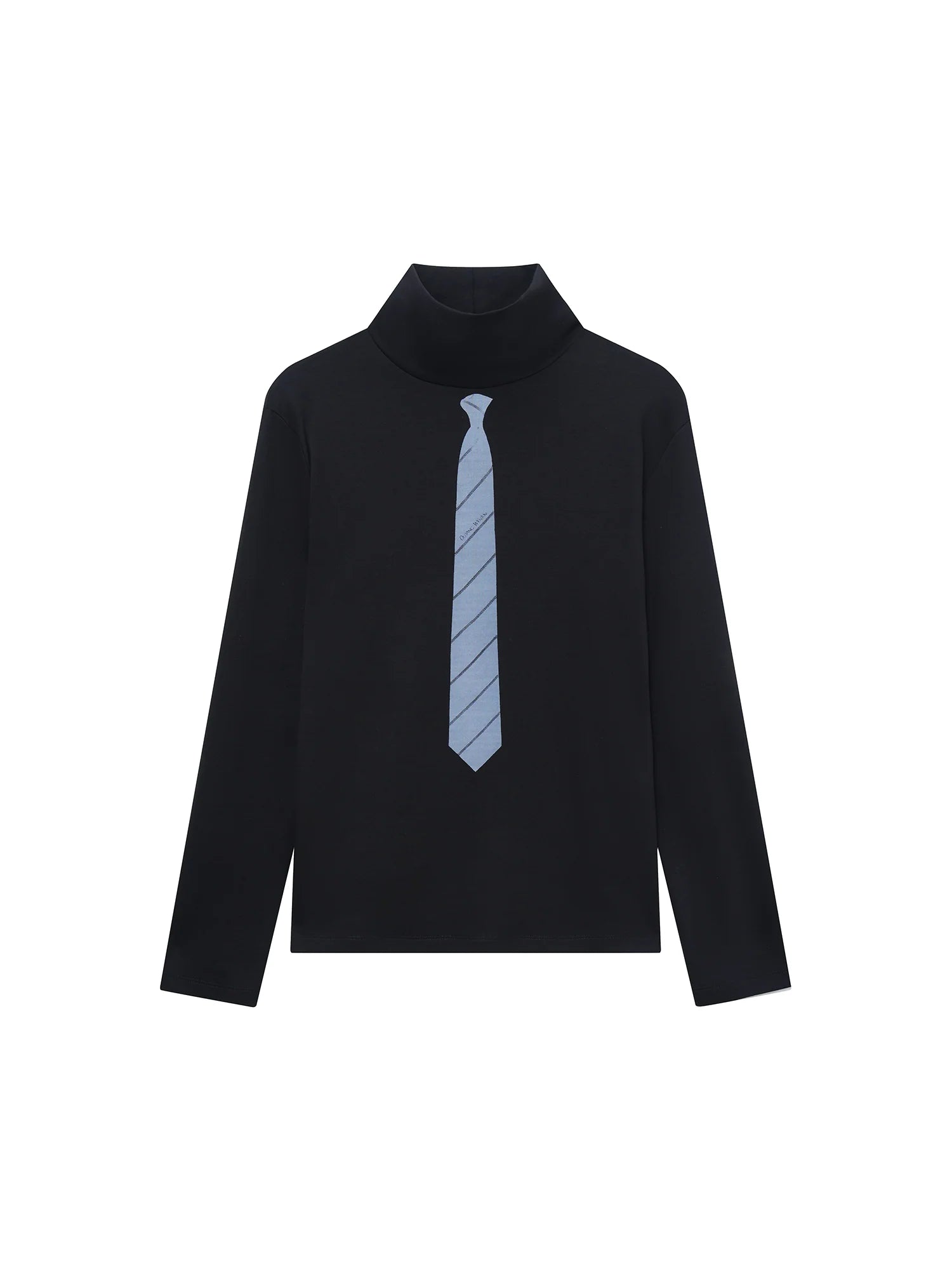 OUYANG WENJUN Stripes-Tie Graphic Turtleneck Long-Sleeve Tee