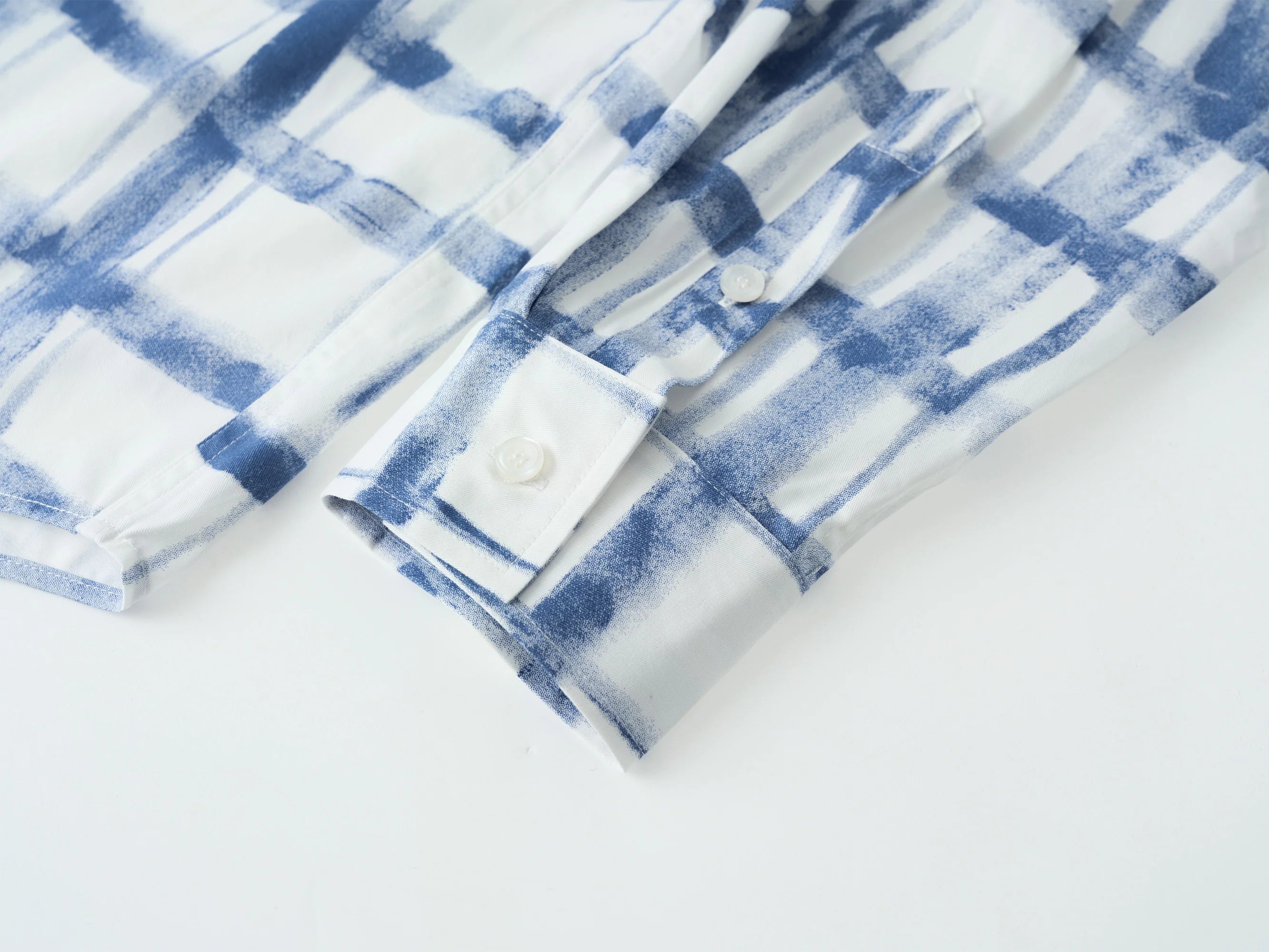 OVERLAPS Brush-Paint Grid Oversized Shirt