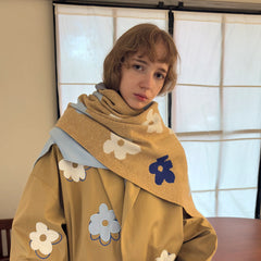 MIICHOUS Floral Jacquard Contrast Scarf