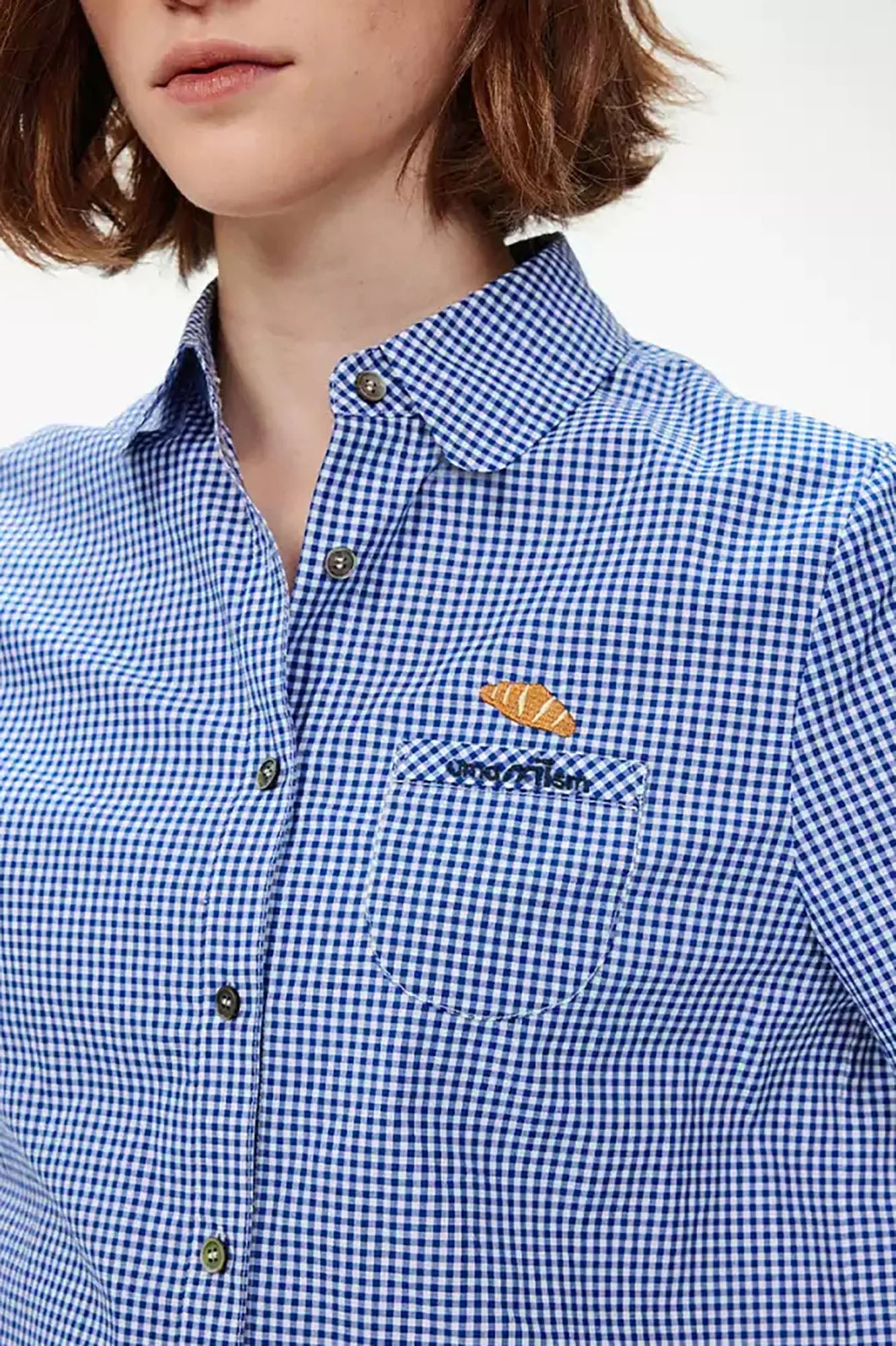 UMAMIISM Preppy Gingham Pocket Half Shirt