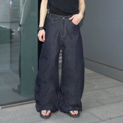 LABELROOM Asymmetrical Waist Raw Wide-Leg Jeans