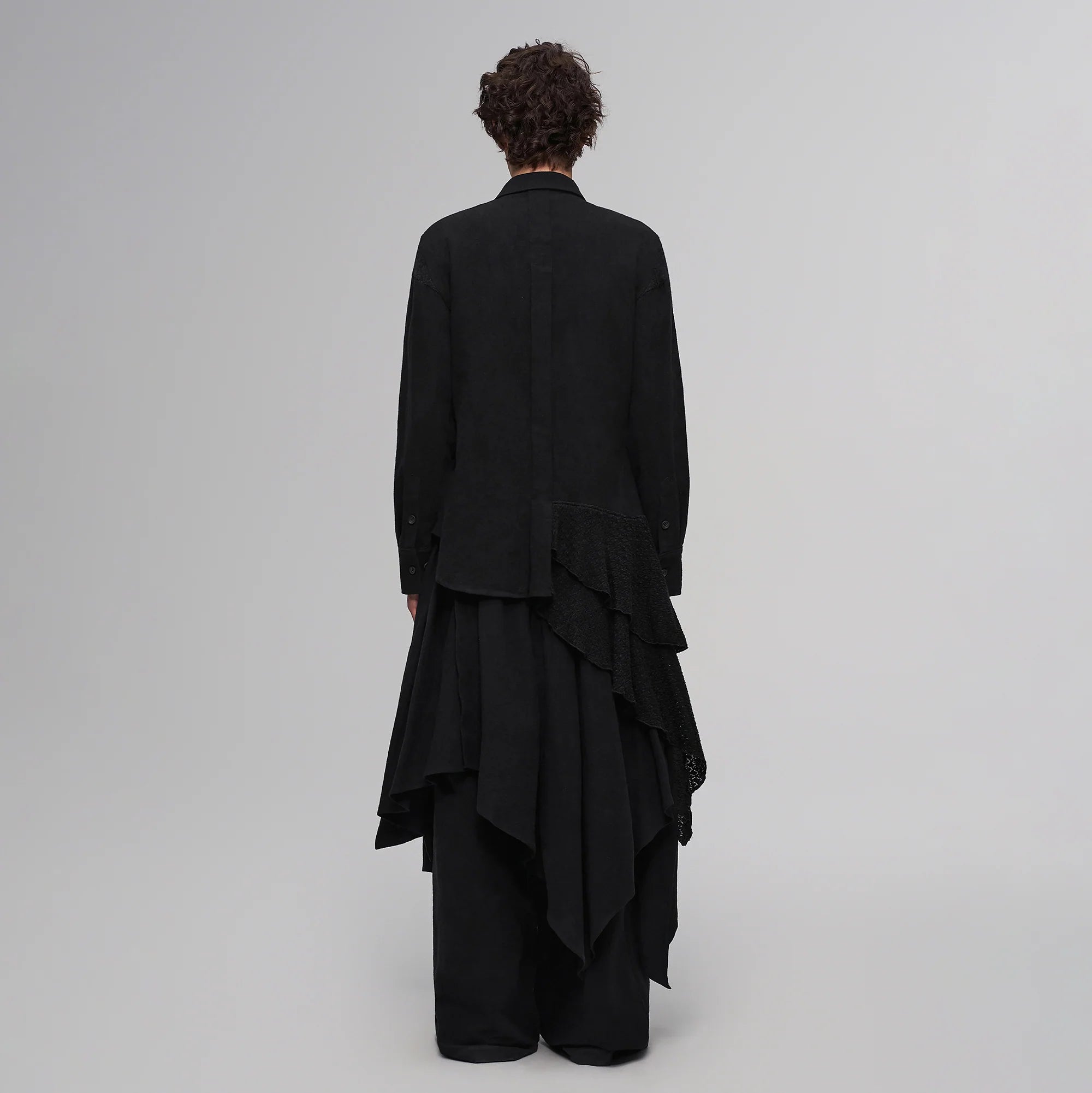 ILNya Nieternite Nifutur Asymmetric Drape Panel Ramie-Blend Shirt