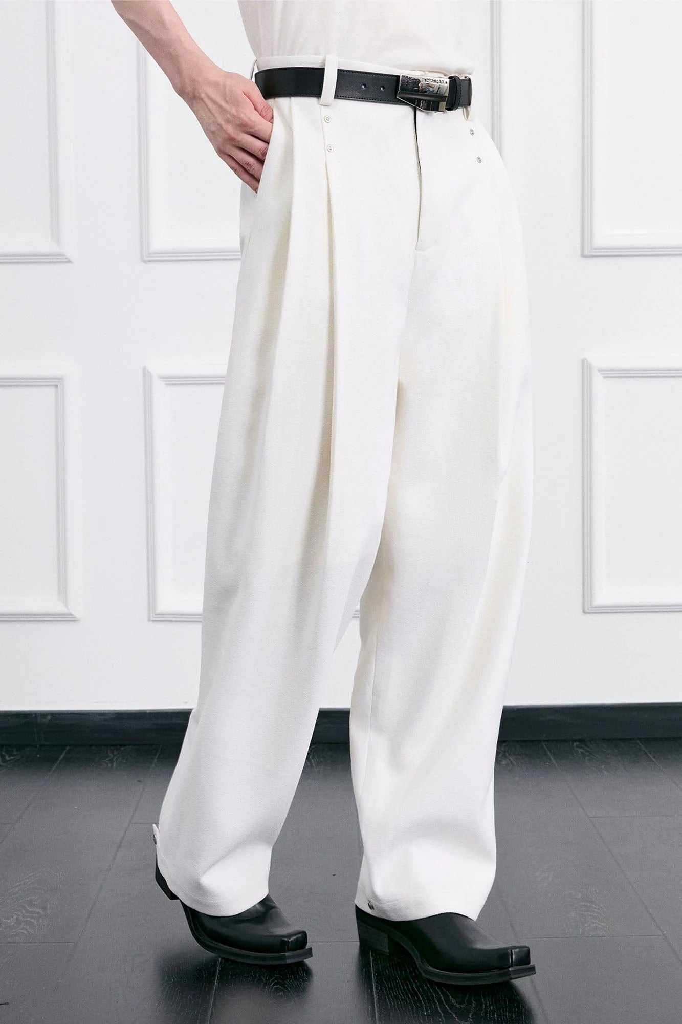 FACEONLAB Essential Wool-Blend Pleated Trousers
