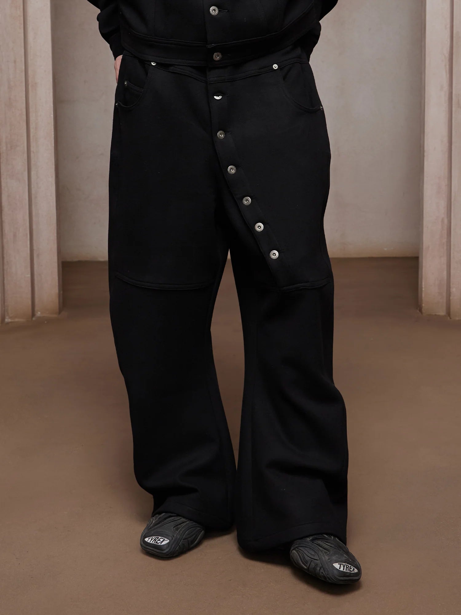 DND4DES Asym Buttoned Wool-Blend Oversized Pants