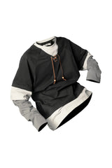 RELABEL Layered Lace-Up Sweatshirt Gray