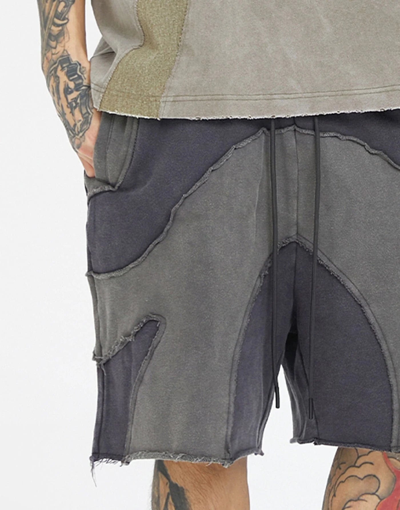 F2CE Distressed Spliced Shorts