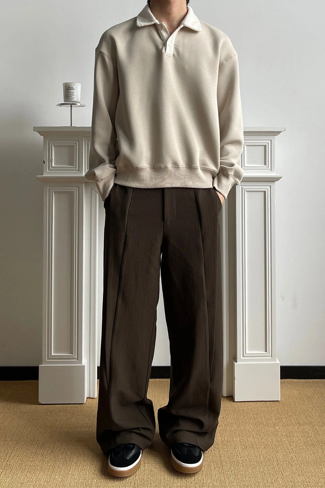 OKAYTHXBYE Flexweave Contrast Collar Sweatshirt