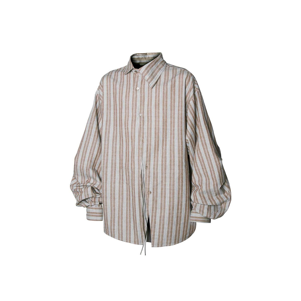RELABEL Stripe Button-Up Oversized Shirt Brown