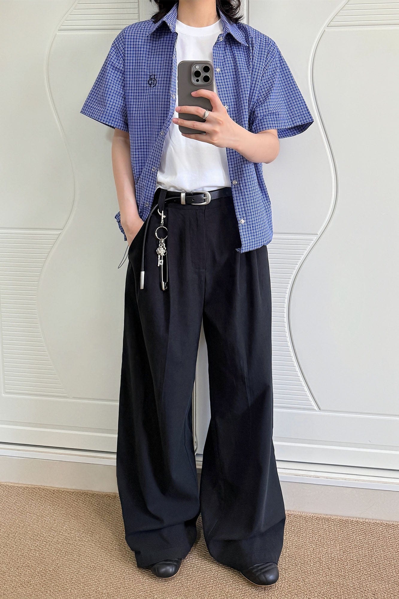 OKAYTHXBYE Pleated Linen-Blend Wide-Leg Trousers