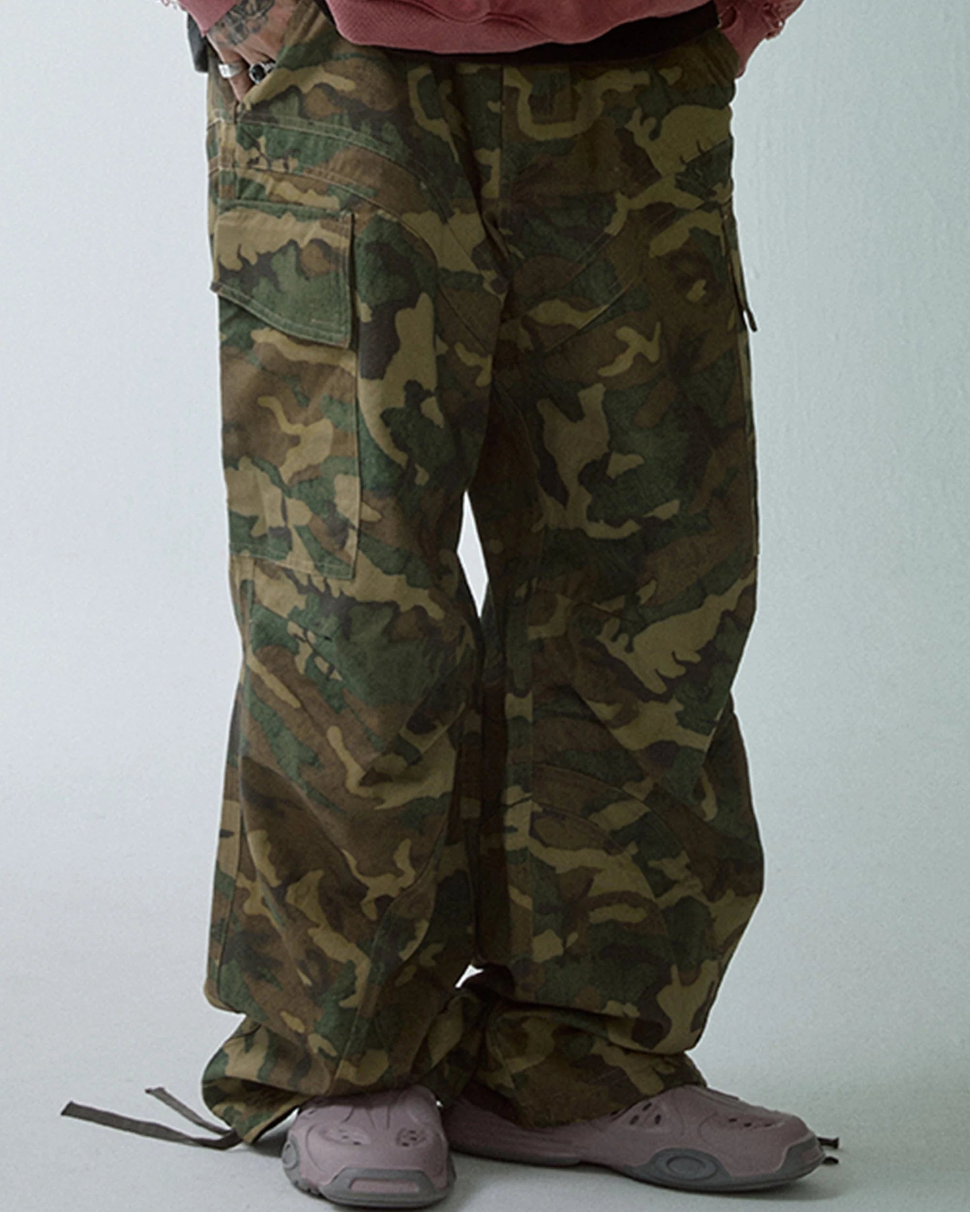 F2CE Wide-Leg Draw-String Camo Cargo Pants