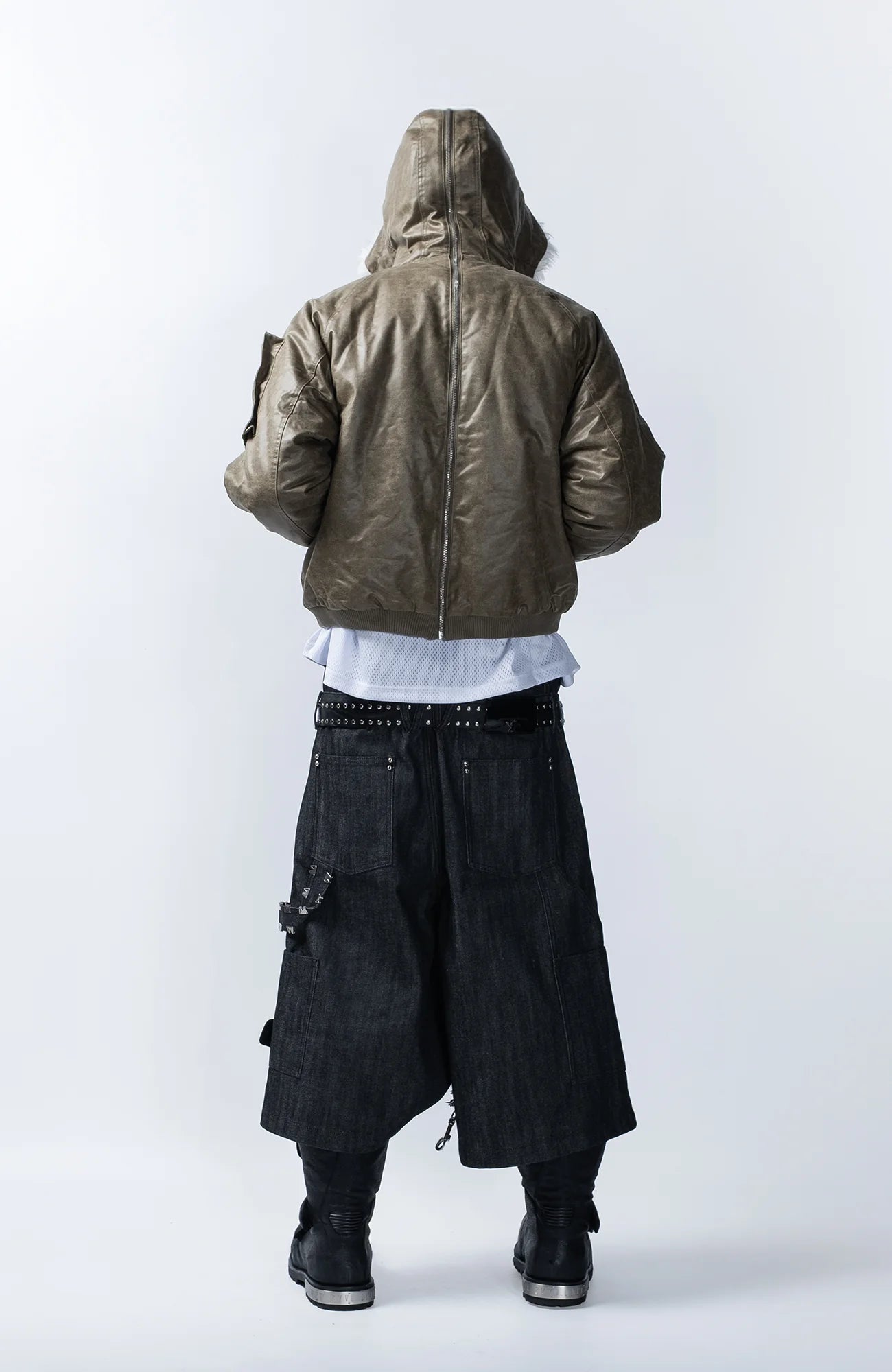 FVVO Layered-Waist Studded Cropped Pants