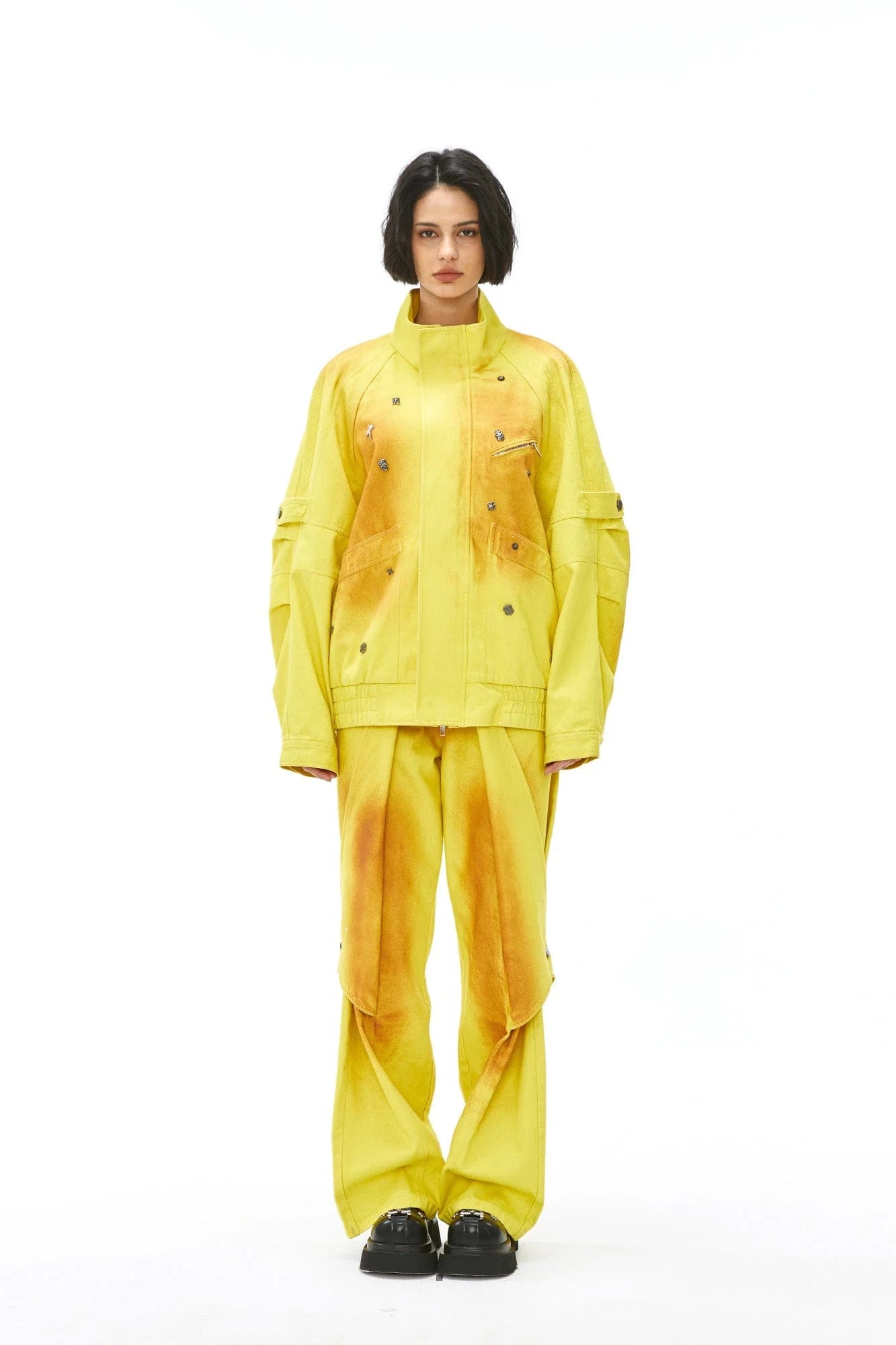 VANN VALRENCE Dye-Washed Convertible Wide-Leg Pants