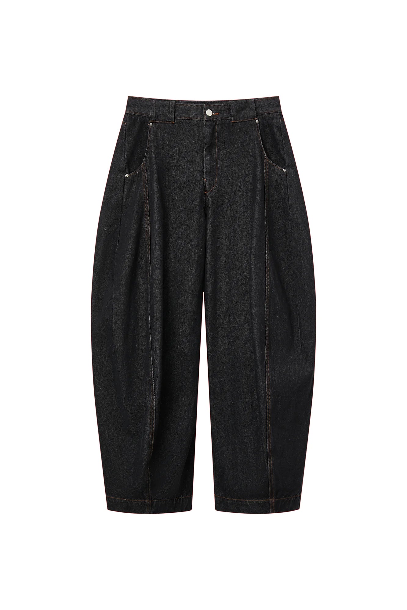 OPICLOTH Curved Panel Oversized Raw Jeans