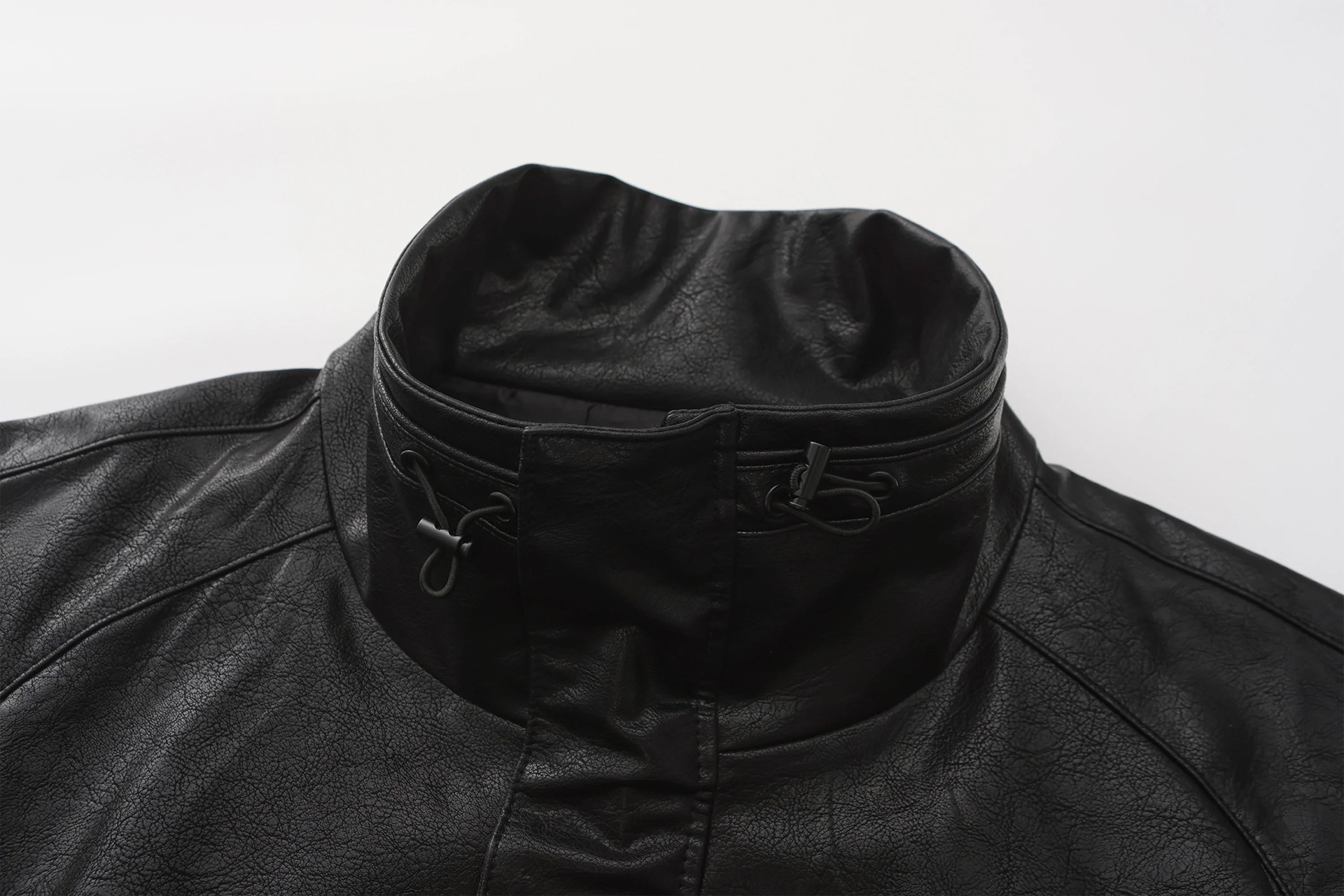 VANN VALRENCE Retro Glossy Faux Leather Jacket