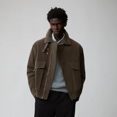 OPICLOTH Suede Dual Zip Quilted Jacket