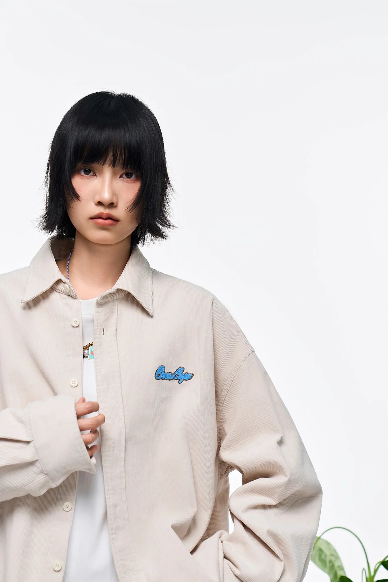OVERLAPS Essential Embroidered Oversized Shirt