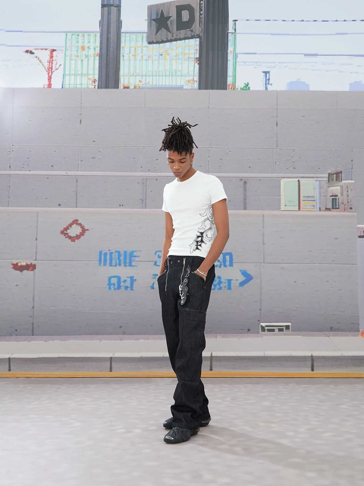 DND4DES Double-Zipper Multi-Pocket Raw Jeans