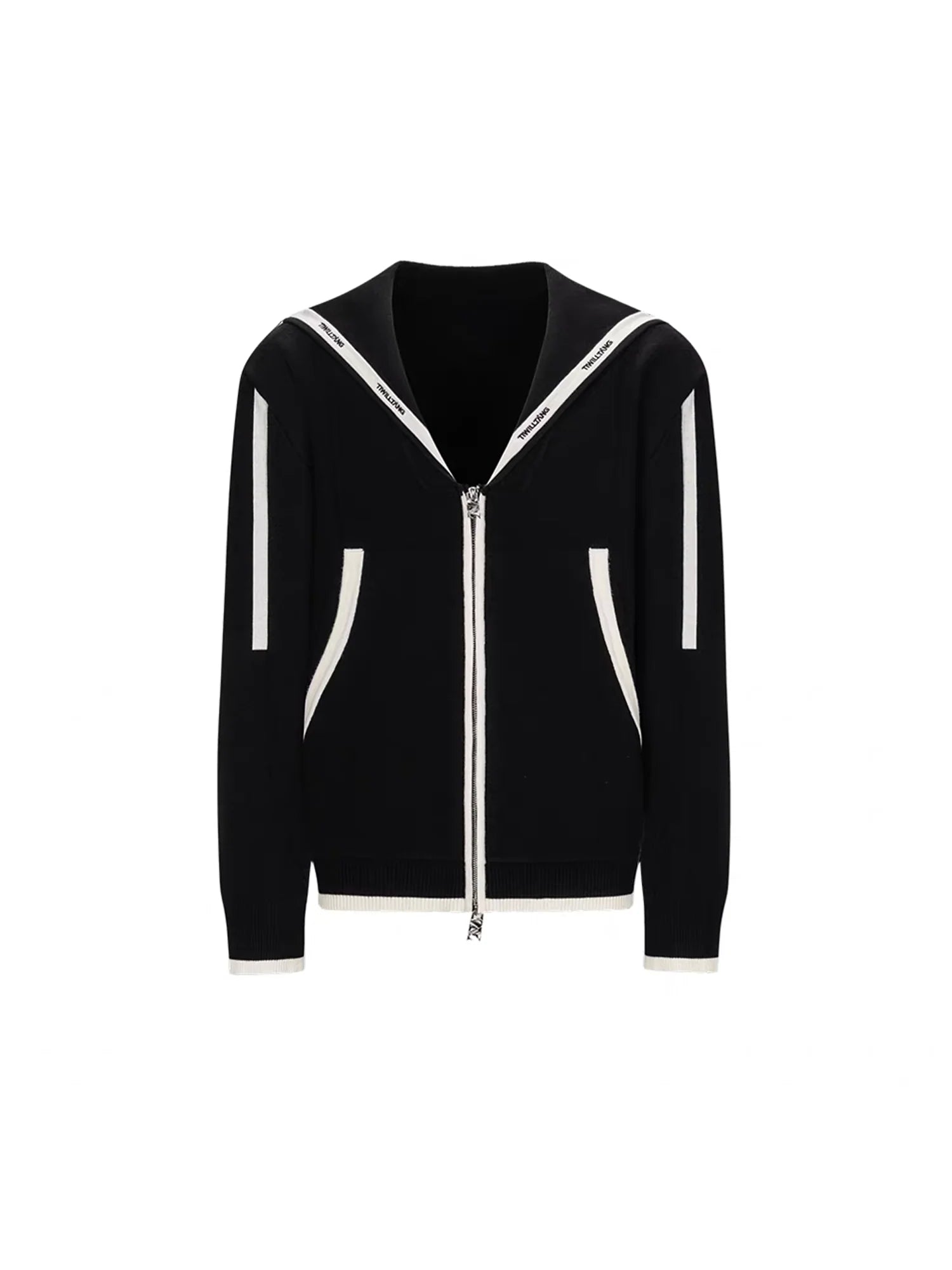 TIWILLTANG Contrast-Trim Sailor-Collar Jacket