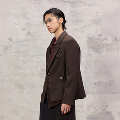 ALVNG AR ANTS Asym Herringbone Wool-Blend Blazer