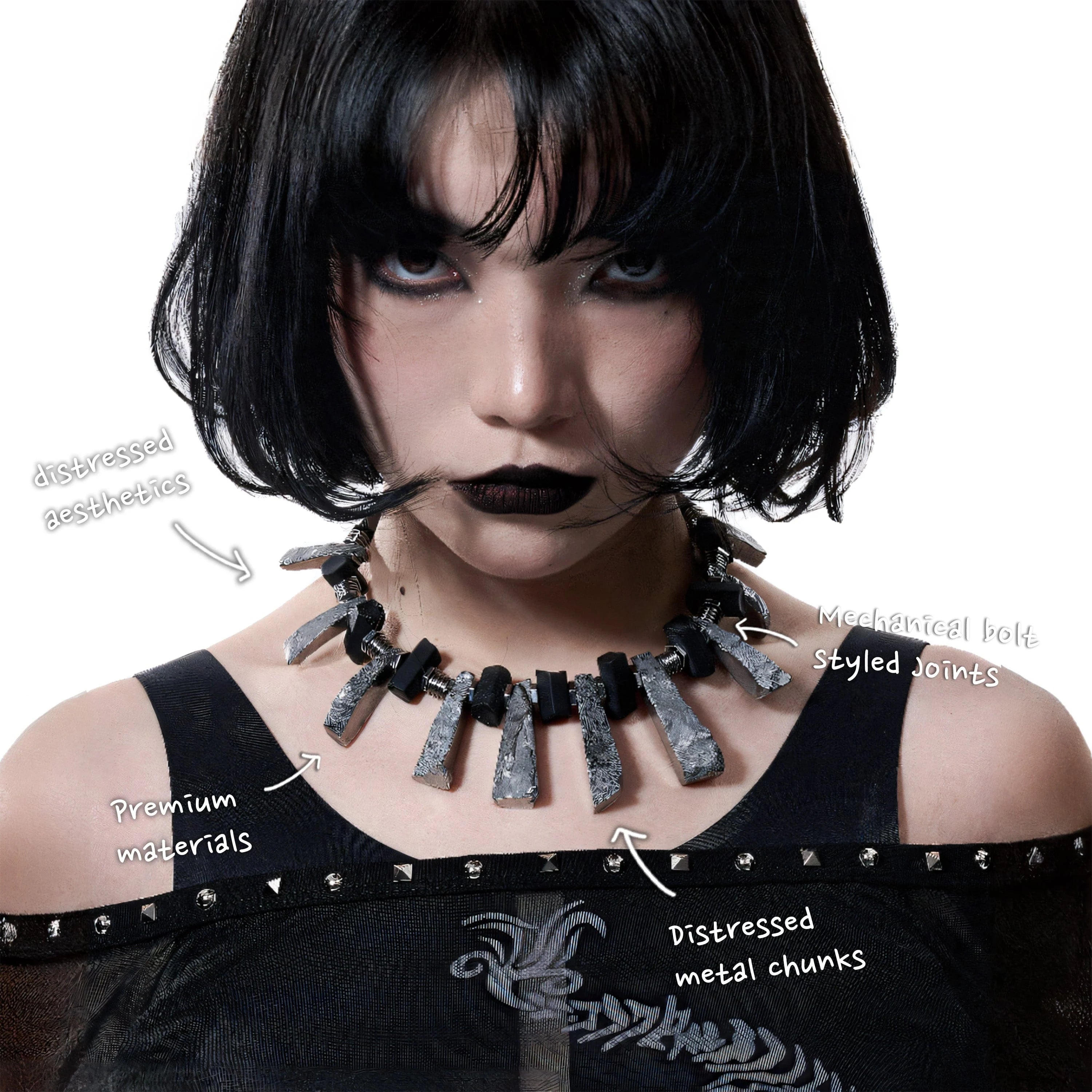 ILLUSORY Distressed Metal Reversible Necklace