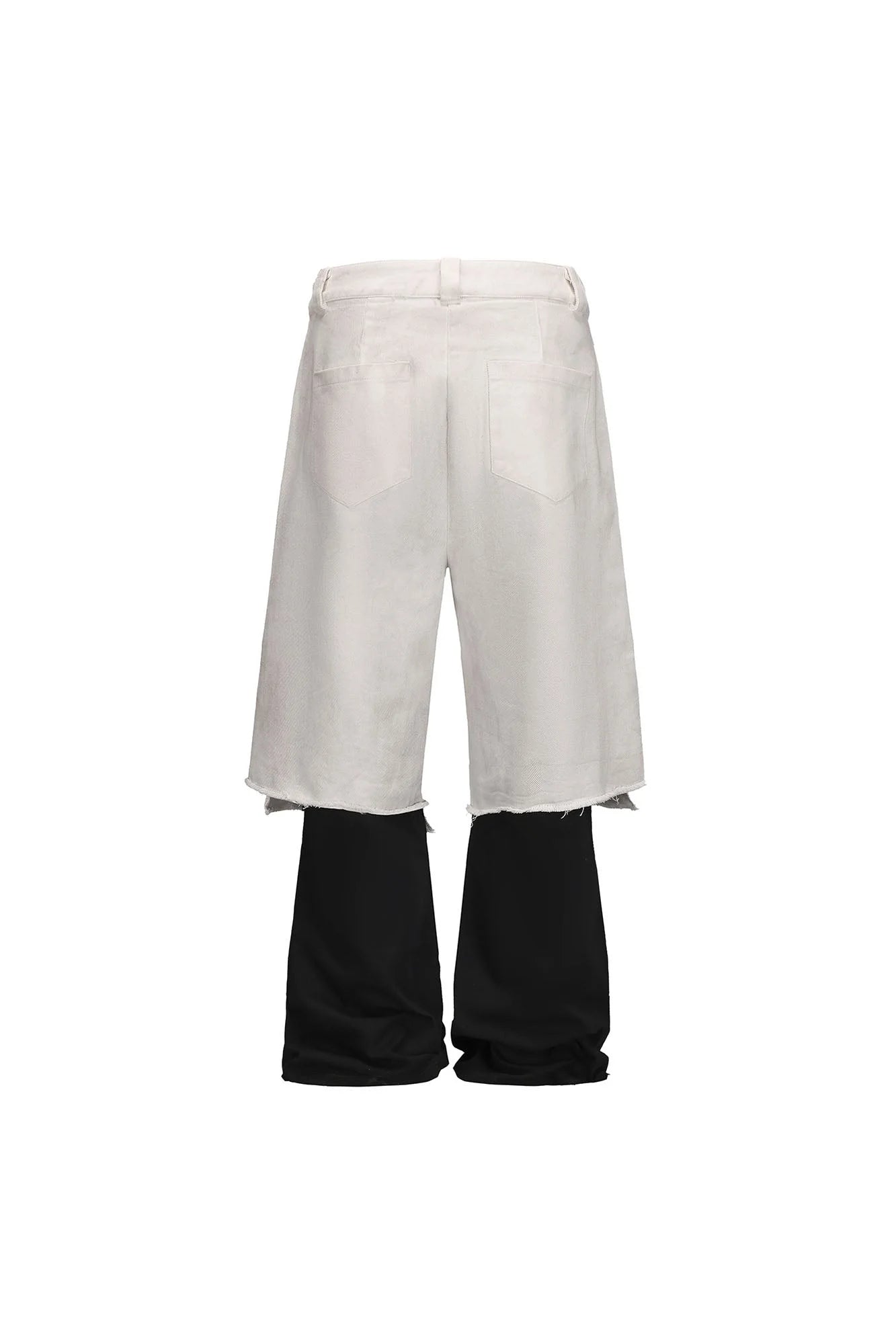 LUUUCAM Raw-Edge Double-Layer Mock Shorts Pants