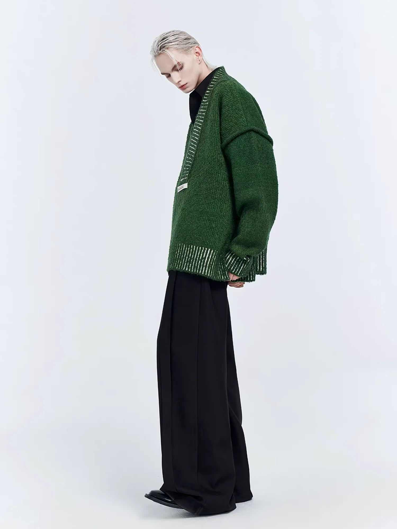 TIWILLTANG Retro Oversized V-Neck Sweater
