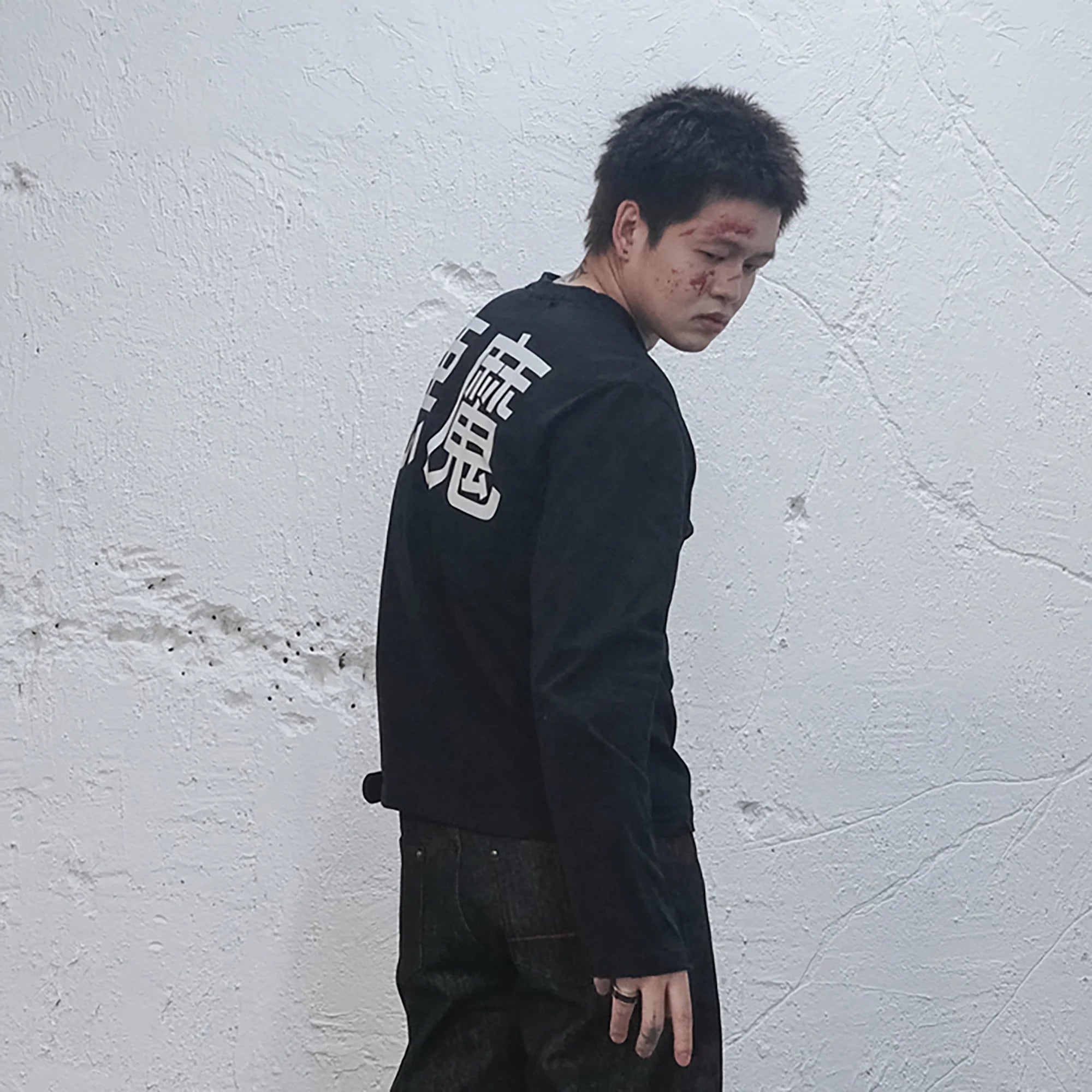 UNDERWATER Demon Slashed Cotton Long Sleeve Tee Black