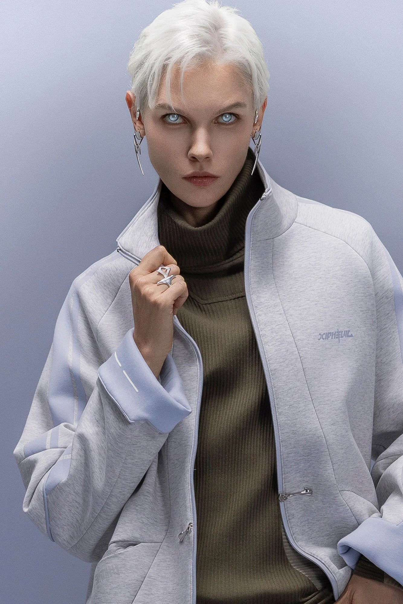 XIPHEVIL Contrast-Paneled Raglan Track Jacket White